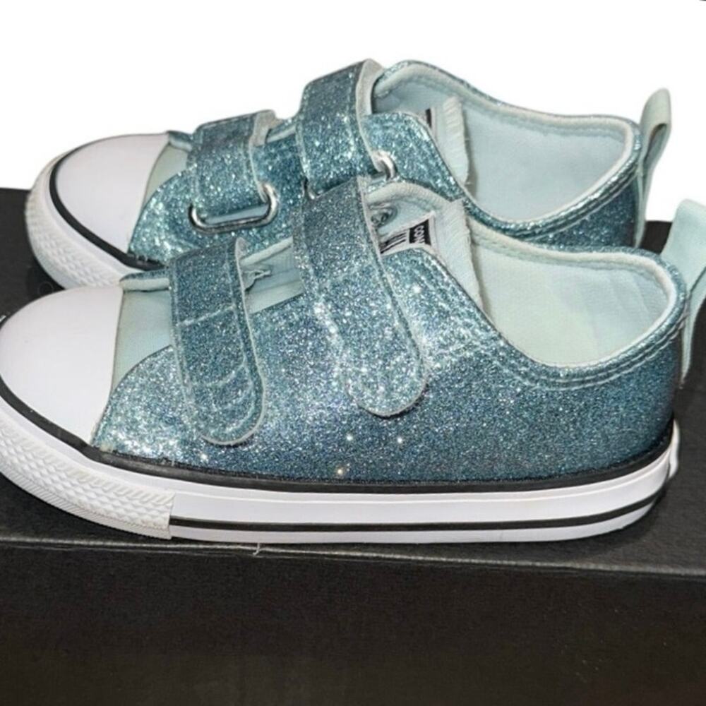 Converse Chuck Taylor All Star Glitter Sneakers Toddler 7C Blue White Black